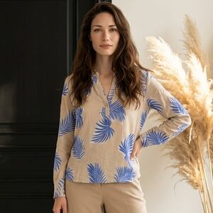 FRNCH long sleeve V-Neck Parisian bohemian  blouse